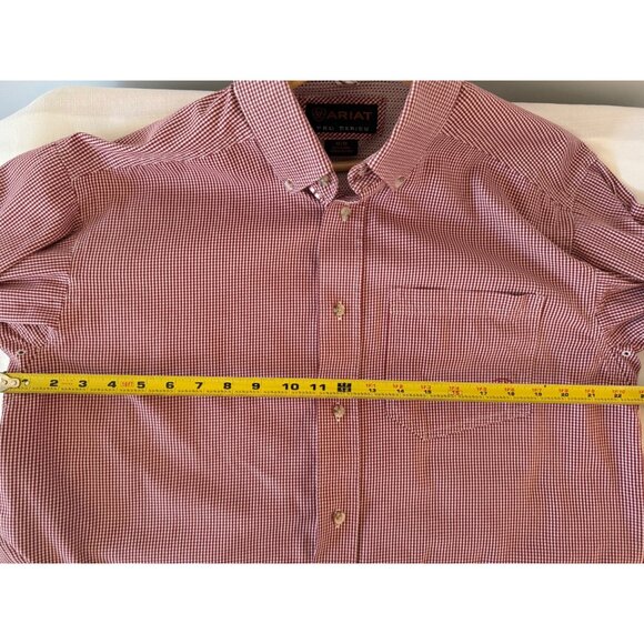 Ariat Pro Series Mens Red Houndstooth Button-Down Shirt size Med Rodeo Western - Picture 3 of 8